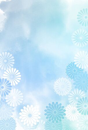 Chrysanthemum mourning watercolor backgroundのイラスト素材