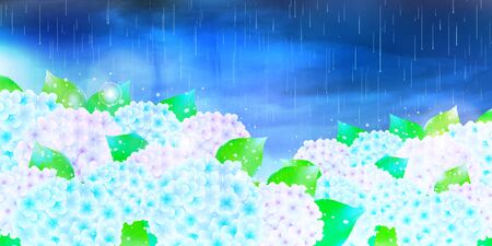 Hydrangea watercolor blue flower backgroundのイラスト素材