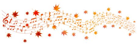 Maple note autumn orange backgroundのイラスト素材