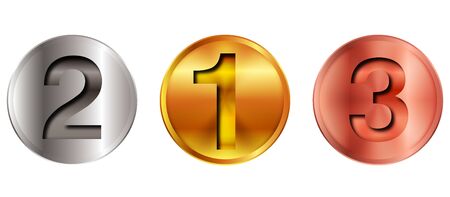 Medal gold silver circle iconのイラスト素材