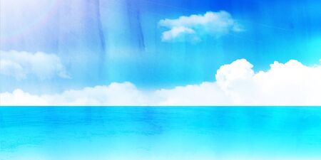 Sea watercolor summer blue backgroundのイラスト素材