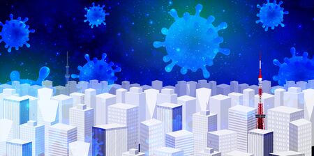 Corona virus Tokyo fashion backgroundのイラスト素材