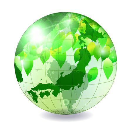 Earth world map fresh green iconのイラスト素材