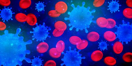 Corona virus red blood cell epidemic backgroundのイラスト素材
