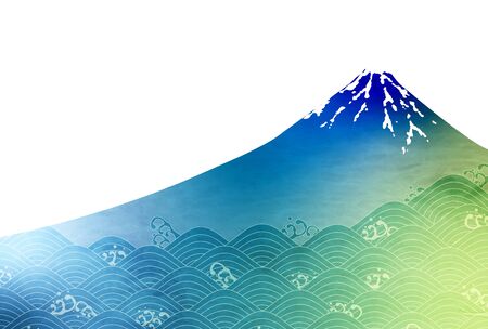 Mount Fuji sea wave backgroundのイラスト素材