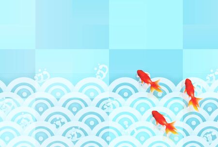 Summer greetings goldfish summer backgroundのイラスト素材