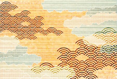Wave sea of clouds Japanese paper backgroundのイラスト素材