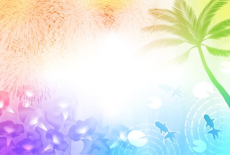 Sea fireworks goldfish summer backgroundのイラスト素材