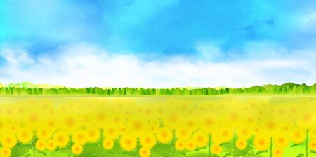 Sunflower summer sky landscape backgroundのイラスト素材