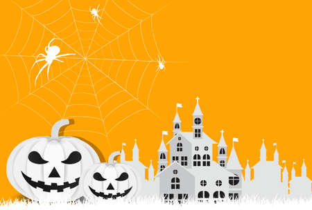 Halloween pumpkin with castleのイラスト素材