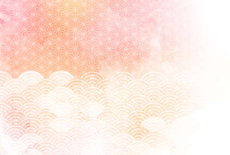 Japanese paper New Year card wave backgroundのイラスト素材