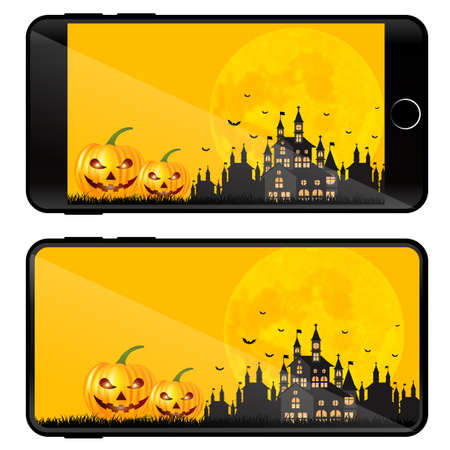 Smartphone mobile halloween digital iconのイラスト素材
