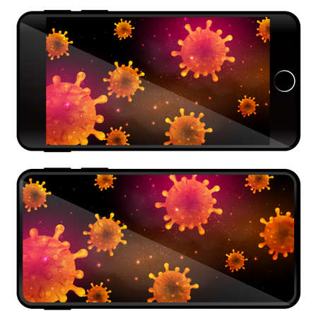 Smartphone mobile coronavirus digital iconのイラスト素材