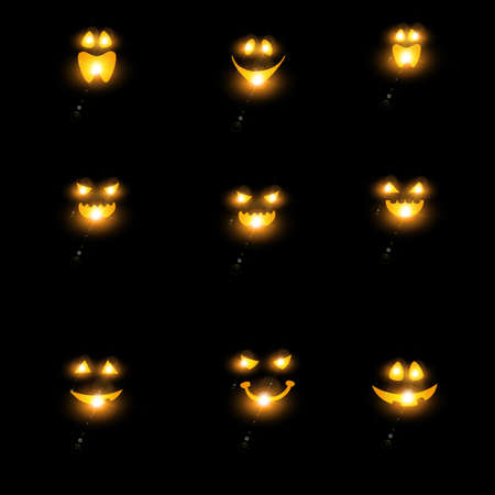 Halloween face pumpkin ghost iconのイラスト素材