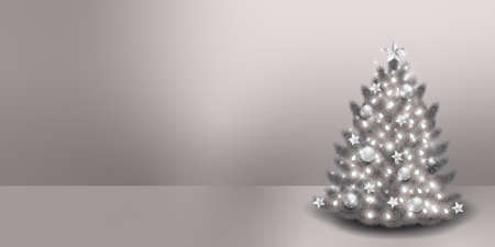 Christmas tree winter room backgroundのイラスト素材