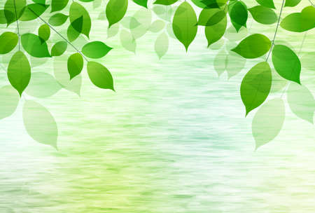 Fresh green Japanese pattern watercolor backgroundのイラスト素材