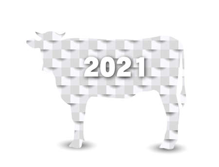 Cow New Year card zodiac iconのイラスト素材