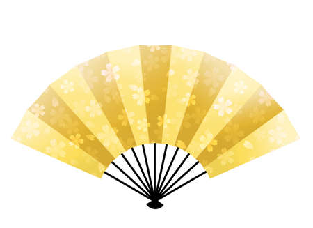 Folding fan New Year card gold iconのイラスト素材