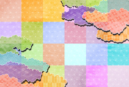 Japanese pattern New Year's card cloud backgroundのイラスト素材