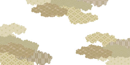 Japanese pattern New Year's card cloud backgroundのイラスト素材