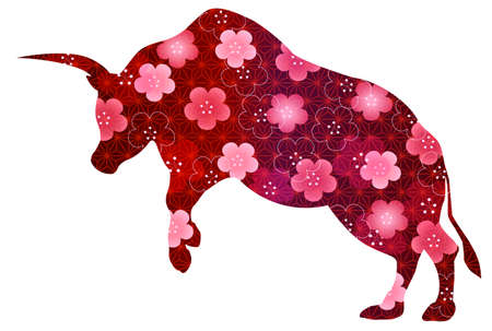 Cow New Year card Zodiac iconのイラスト素材