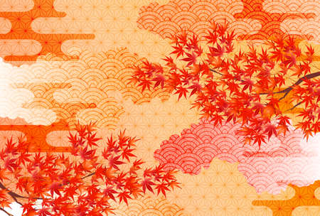 Autumn leaves Autumn Japanese pattern backgroundのイラスト素材