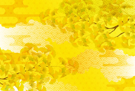 Ginkgo autumn Japanese pattern background