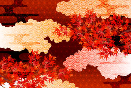 Autumn leaves Autumn Japanese pattern backgroundのイラスト素材