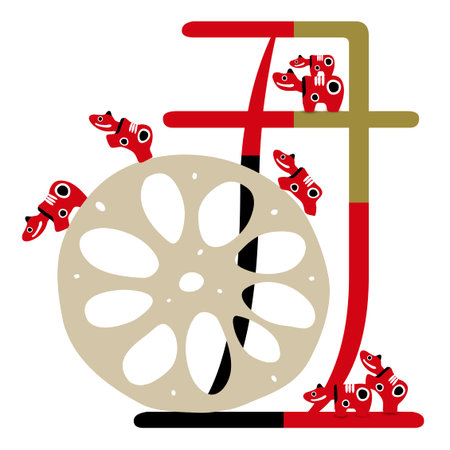 Cow New Year's card Zodiac iconのイラスト素材