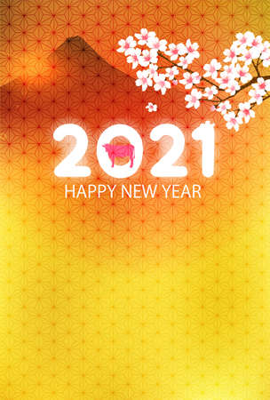 Cow Mt. Fuji New Year's card backgroundのイラスト素材