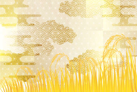Rice autumn Japanese pattern backgroundのイラスト素材