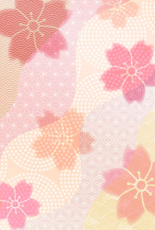 Cherry Blossoms New Year's card Japanese pattern backgroundのイラスト素材