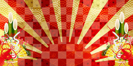 Sunrise New Year Japanese pattern backgroundのイラスト素材