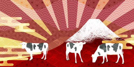 Cow New Year's card Zodiac backgroundのイラスト素材