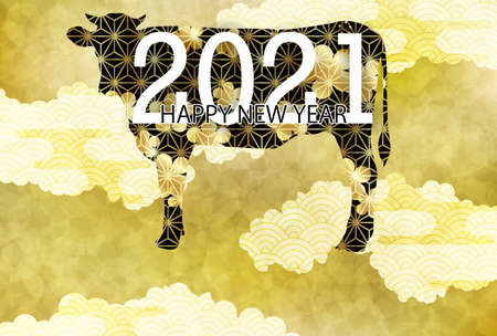 Cow New Year's card Zodiac backgroundのイラスト素材
