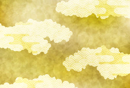 Japanese pattern New Year's card gold backgroundのイラスト素材