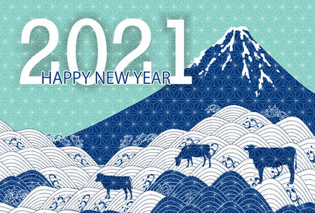 Cow New Year's card Zodiac backgroundのイラスト素材