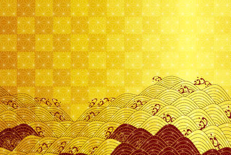 Japanese pattern New Year's card wave backgroundのイラスト素材