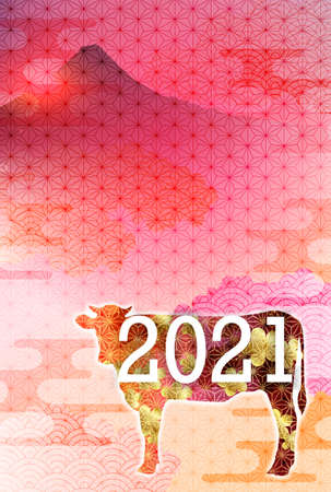Cow New Year's card Zodiac backgroundのイラスト素材
