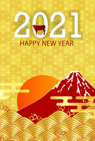 Cow New Year's card Zodiac backgroundのイラスト素材
