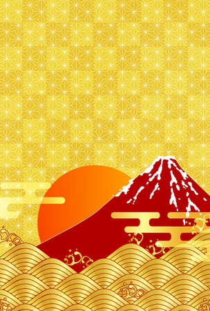 Mt. Fuji New Year's card Japanese pattern backgroundのイラスト素材