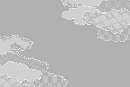 Japanese pattern New Year's card wave backgroundのイラスト素材