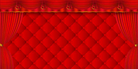 Curtain stage curtain red backgroundのイラスト素材