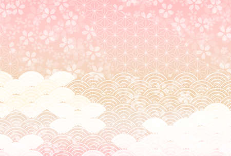 Cherry Blossoms New Year's card Japanese pattern backgroundのイラスト素材