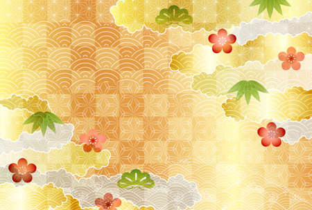 Japanese pattern New Year's card pattern backgroundのイラスト素材