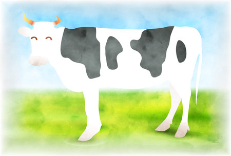 Cow New Year's card Zodiac background