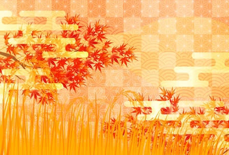 Autumn leaves rice autumn backgroundのイラスト素材