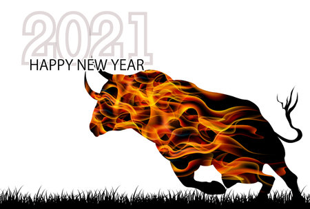 Cow New Year's card Zodiac backgroundのイラスト素材