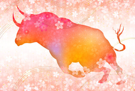 Cow New Year's card Zodiac background