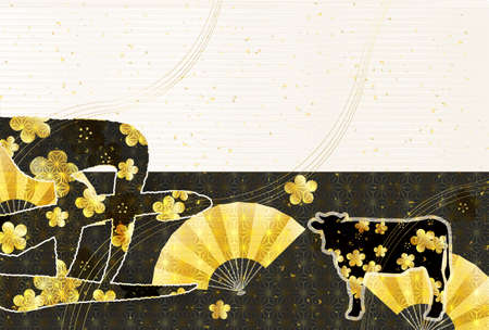 Cow New Year's card Zodiac backgroundのイラスト素材